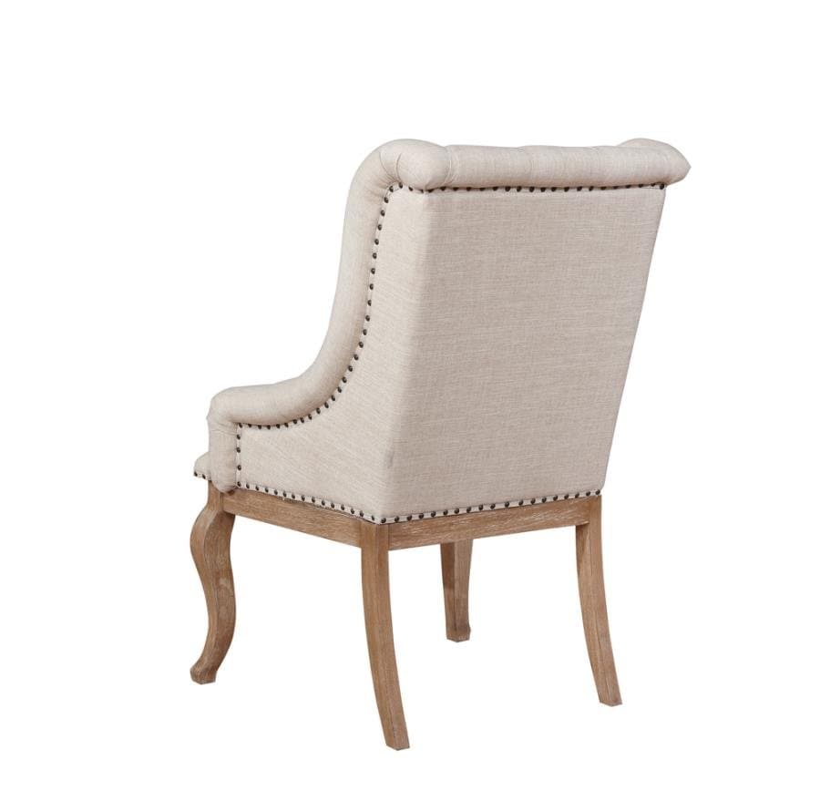 Tufted Arm Chairs in Cream And Barley Brown (Set Of 2) - HER Home Design Boutique